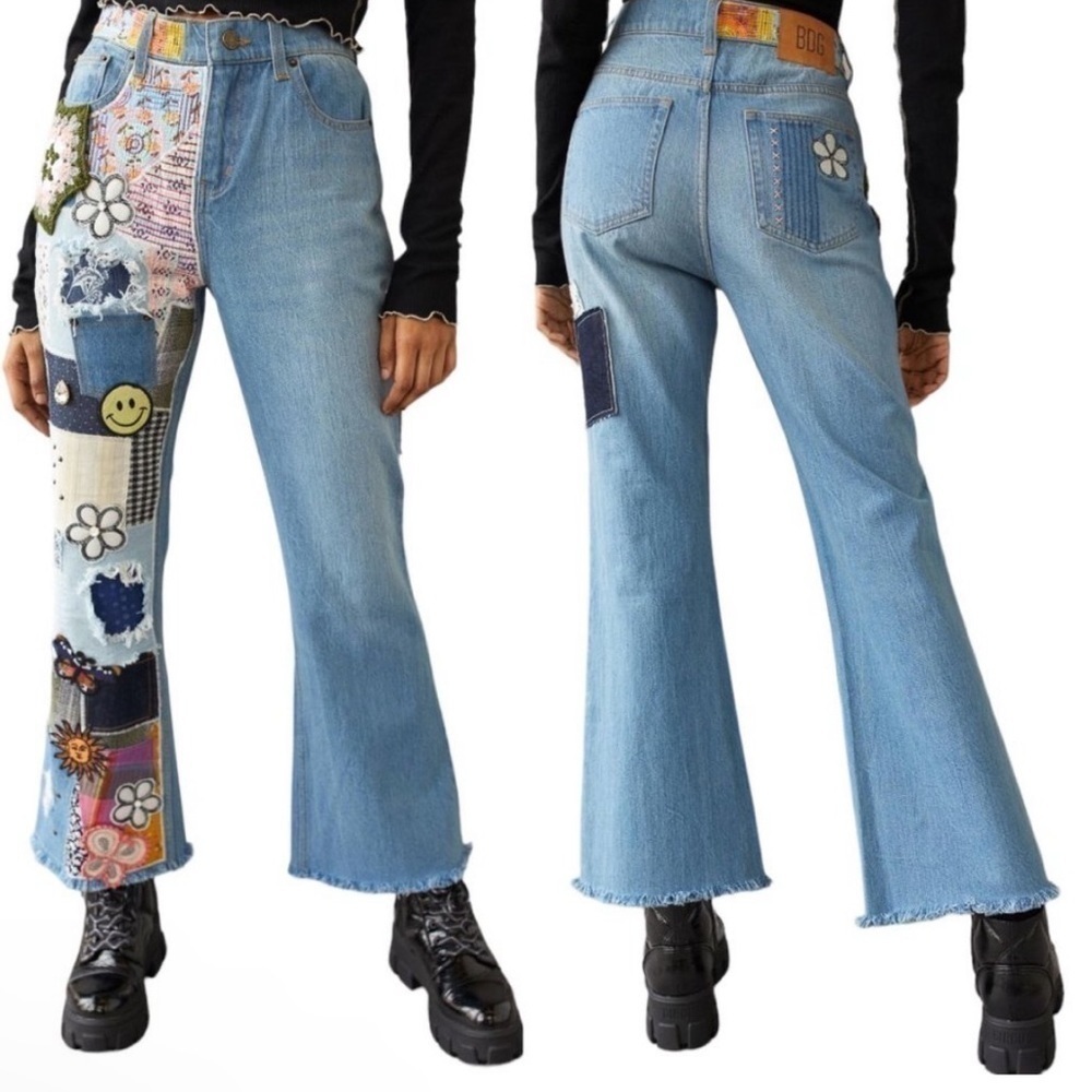 BDG Urban Outfitters Flare Embellished Patch Jeans SZ 26